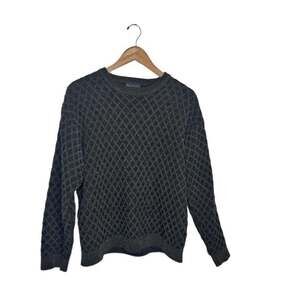 Brandini Wool Blend Sweater Men's XL Green Diamond Pattern Crew Neck